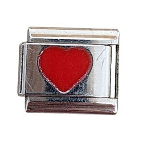 Stainless Steel Friends Silver Italian Charm Link for Bracelets Red Heart Jewelr
